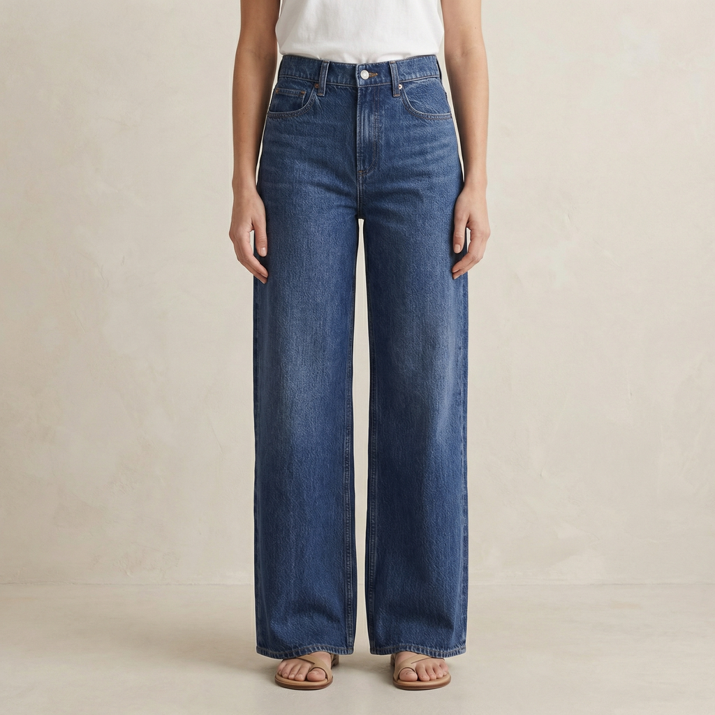 High-Rise Wide-Leg Denim Jeans