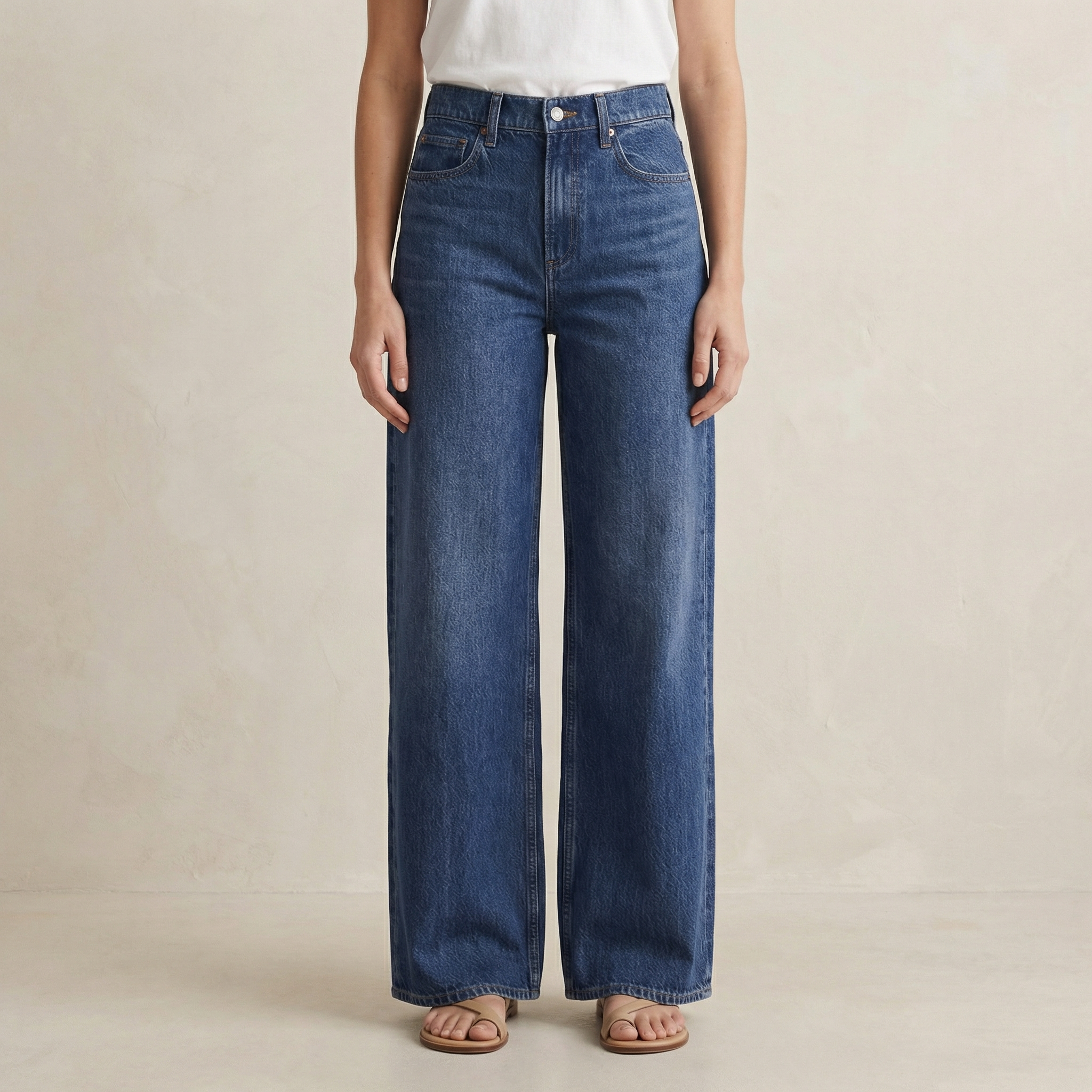 High-Rise Wide-Leg Denim Jeans