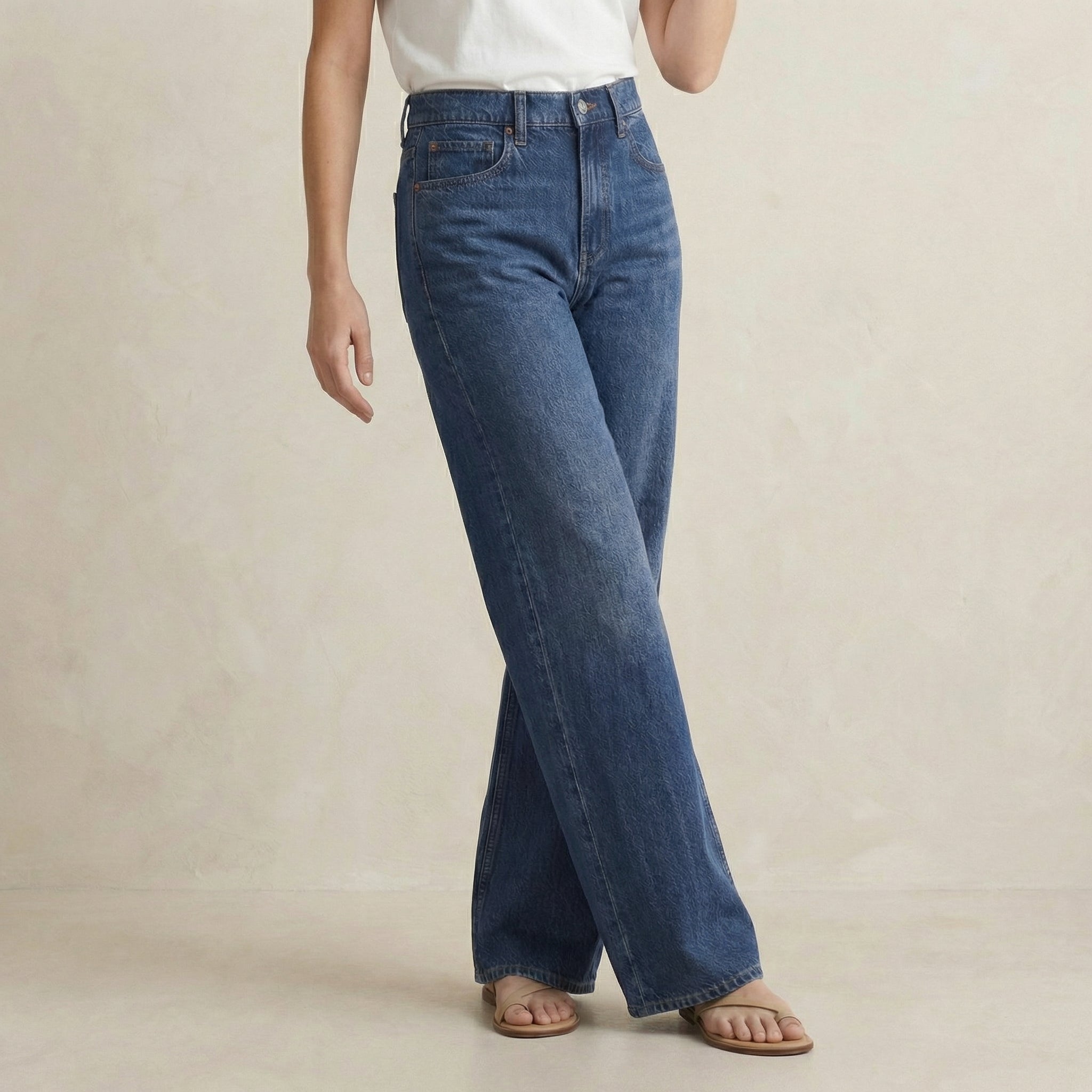High-Rise Wide-Leg Denim Jeans