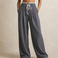Wide-Leg Woven Trousers with Double Waistband Detail