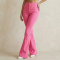 High Waisted Pink Bell Bottom Flare Jeans
