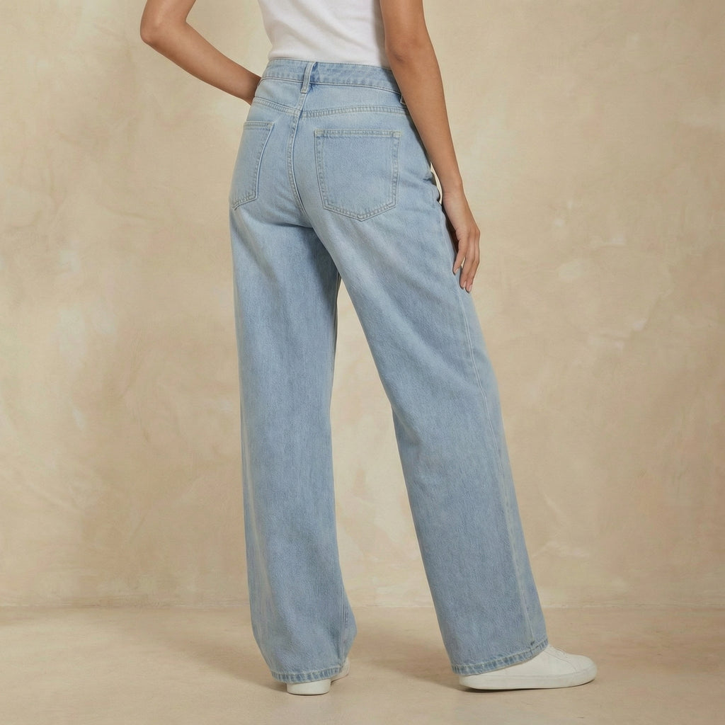 Asymmetric Baggy Wide-Leg Jeans