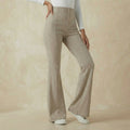 High-Waisted Ribbed Pants with Tummy-Control and Casual Flare