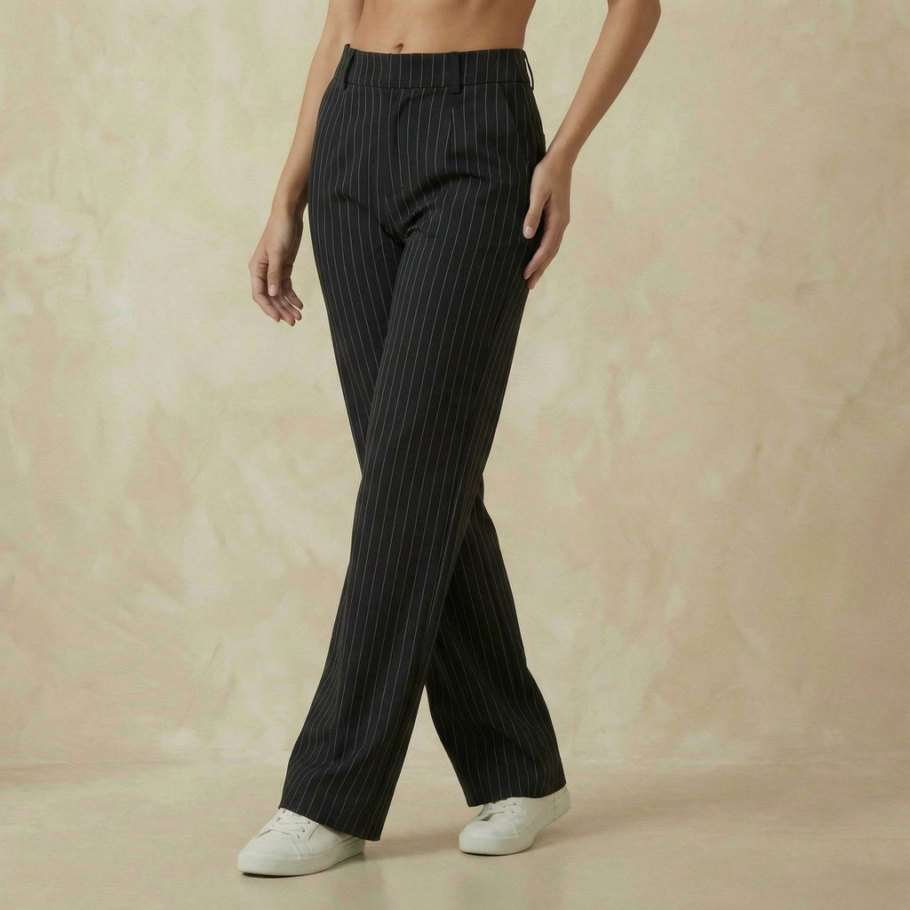 Black Fabric with Subtle Pinstripe Detailing