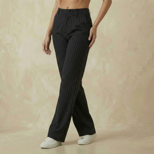 Black Fabric with Subtle Pinstripe Detailing