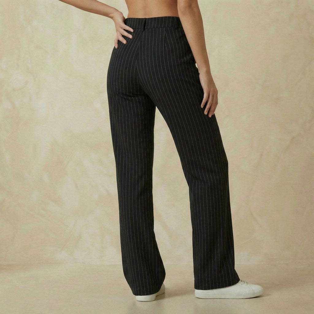 Black Fabric with Subtle Pinstripe Detailing