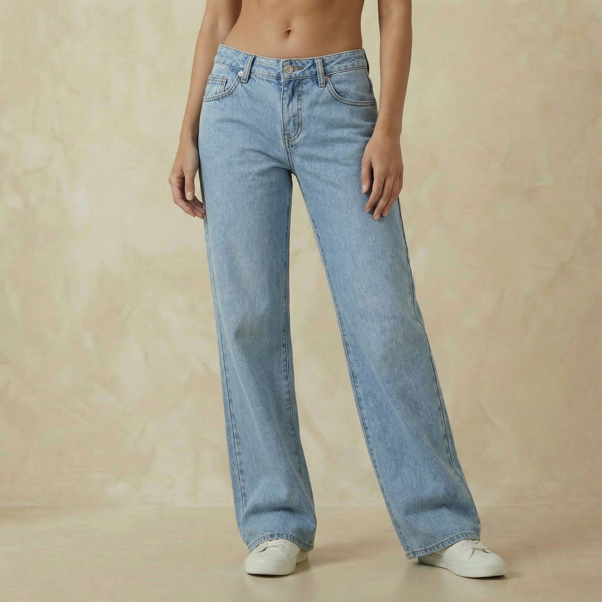 Blue Denim Low-Rise Jeans