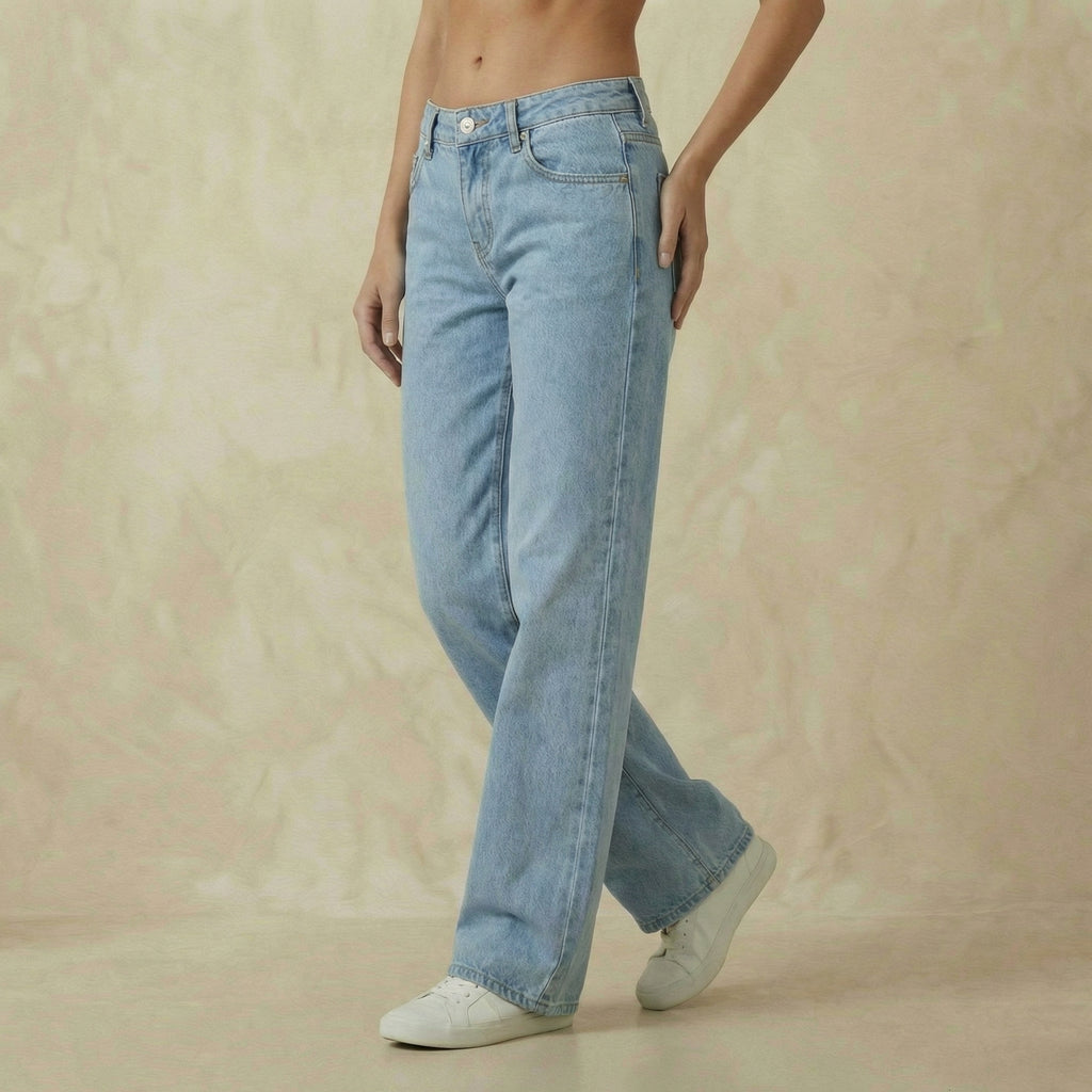 Blue Denim Low-Rise Jeans
