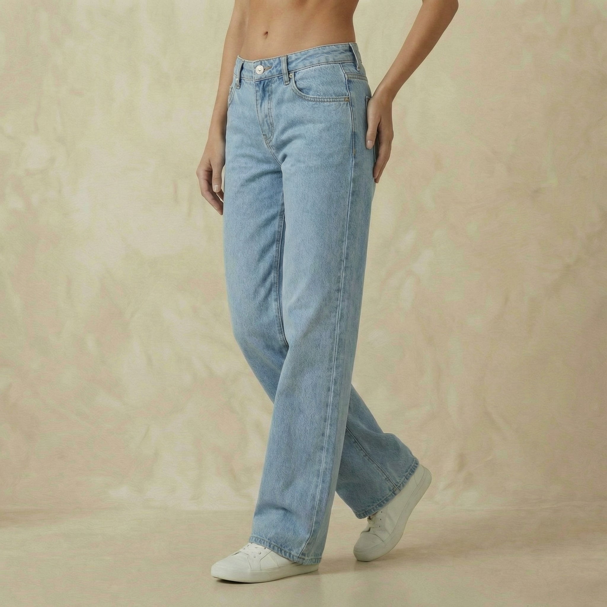 Blue Denim Low-Rise Jeans
