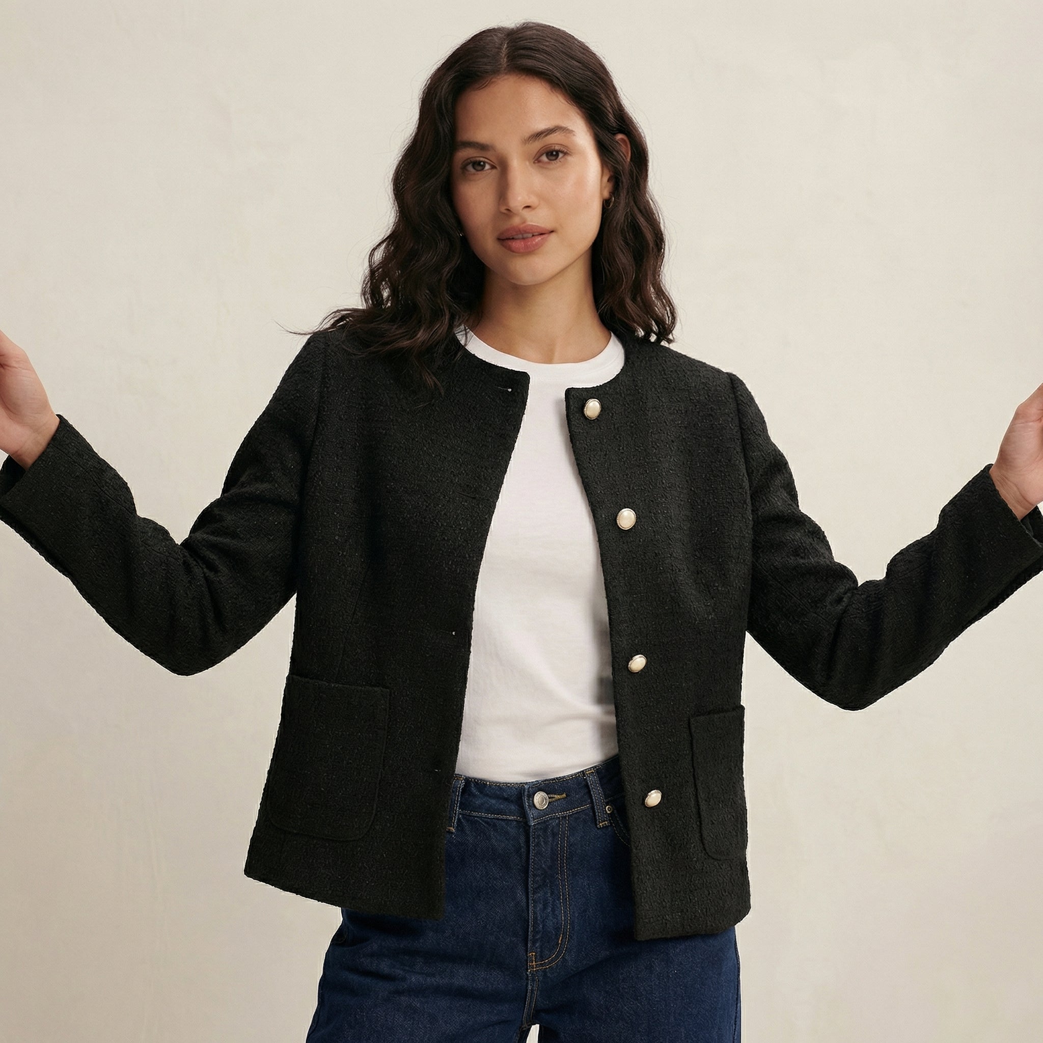 Gold Button Detail Blazer