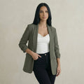 Clean Khaki Ruched Blazer