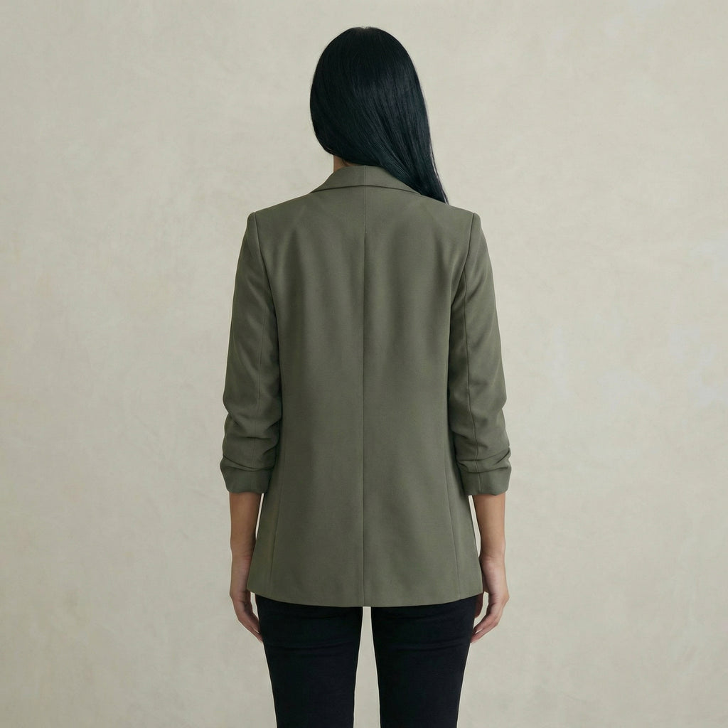 Clean Khaki Ruched Blazer