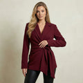Side Tie Burgundy Blazer
