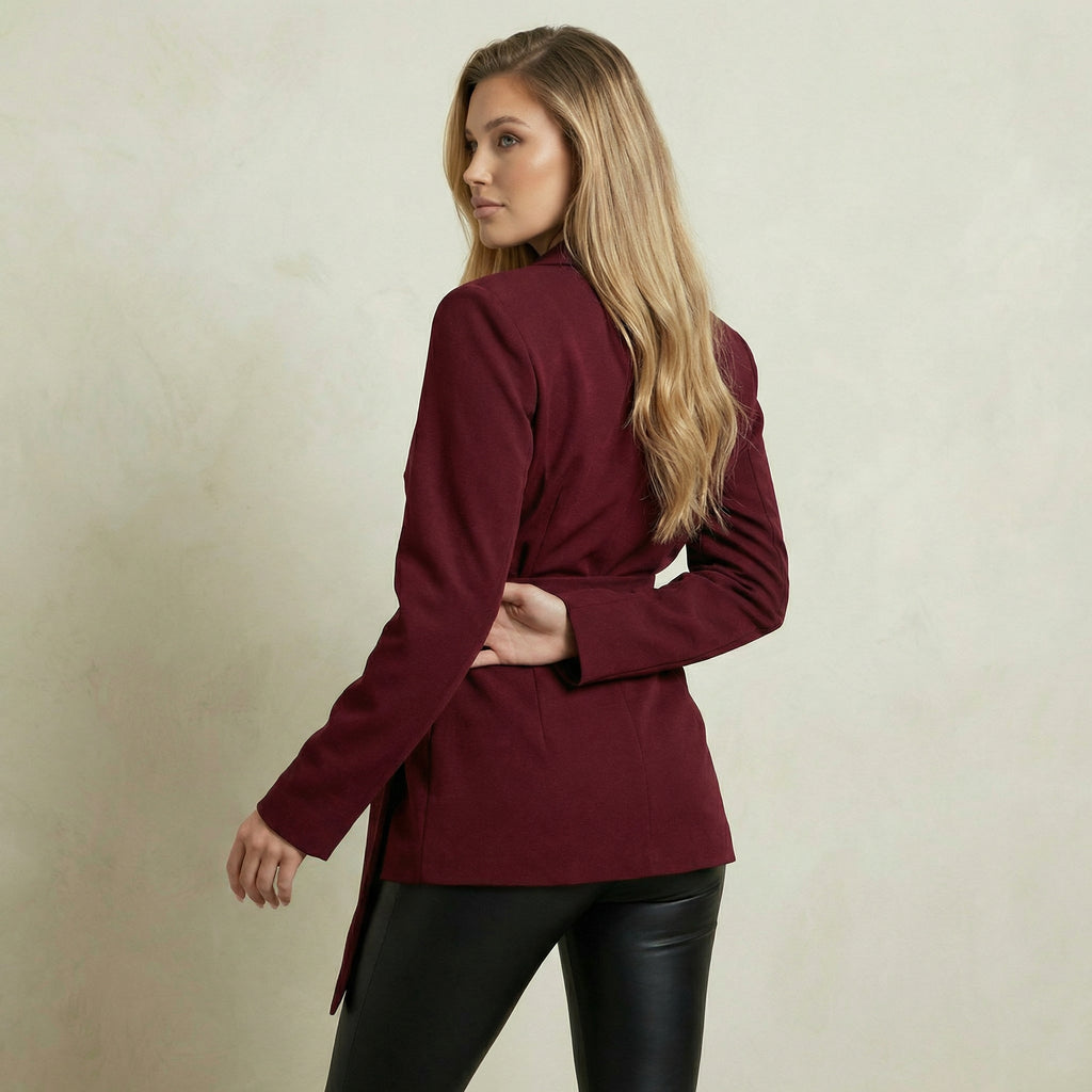 Side Tie Burgundy Blazer
