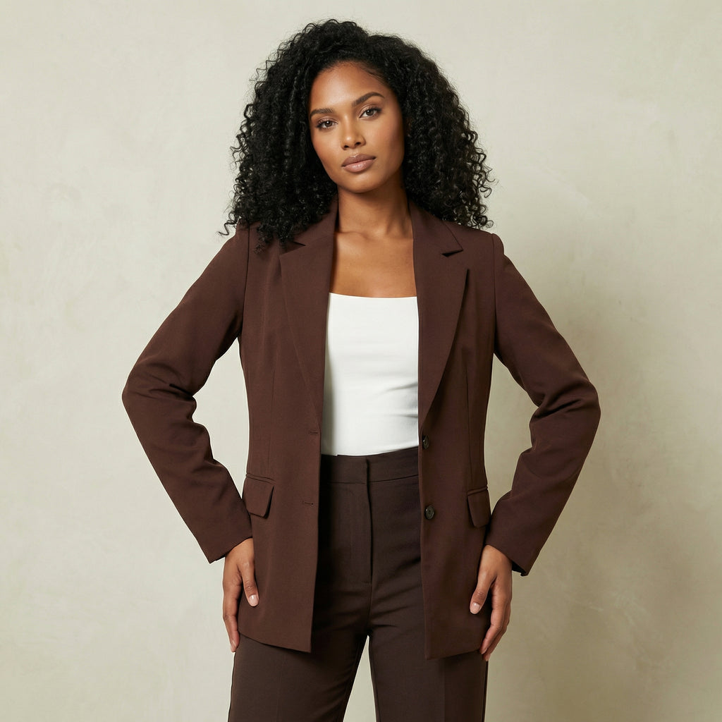 Luxe Brown Fitted Blazer