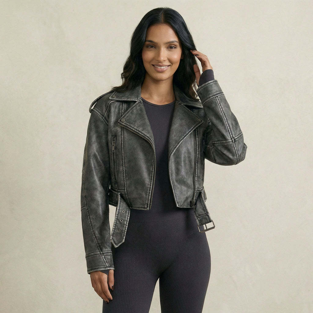 Timeless Grey Faux Leather Jacket