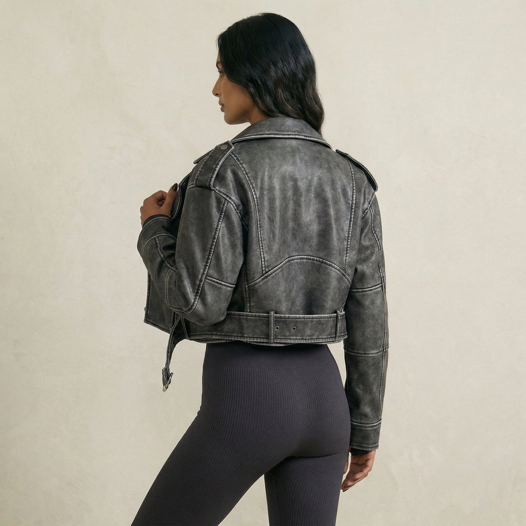 Timeless Grey Faux Leather Jacket