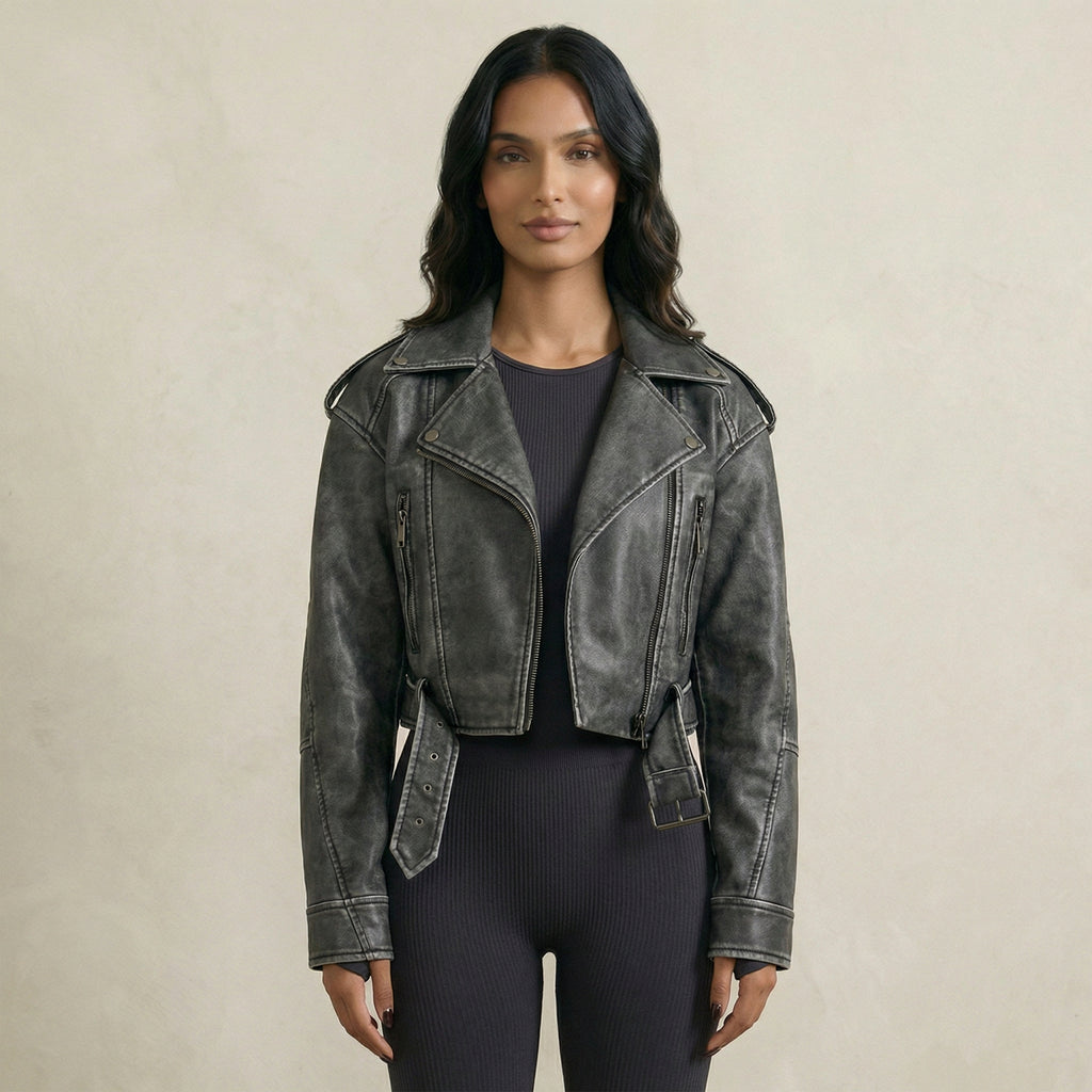 Timeless Grey Faux Leather Jacket
