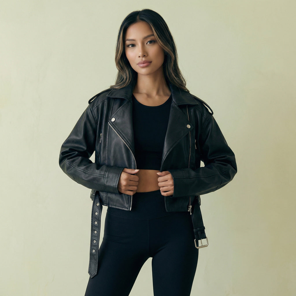 Sleek Black Faux Leather Jacket