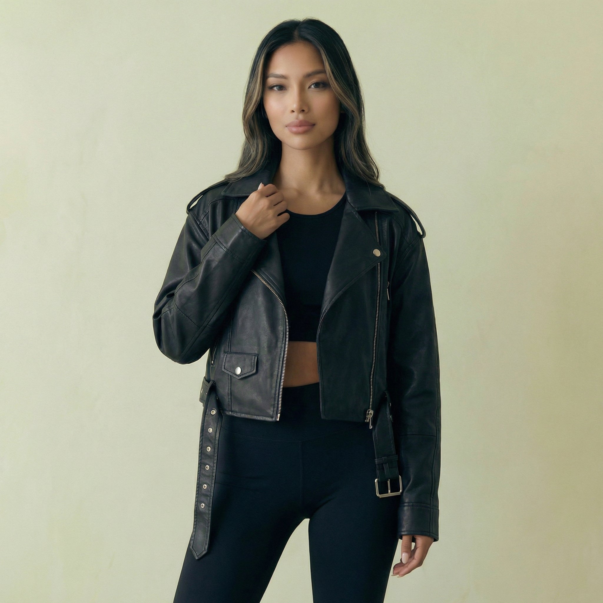 Sleek Black Faux Leather Jacket