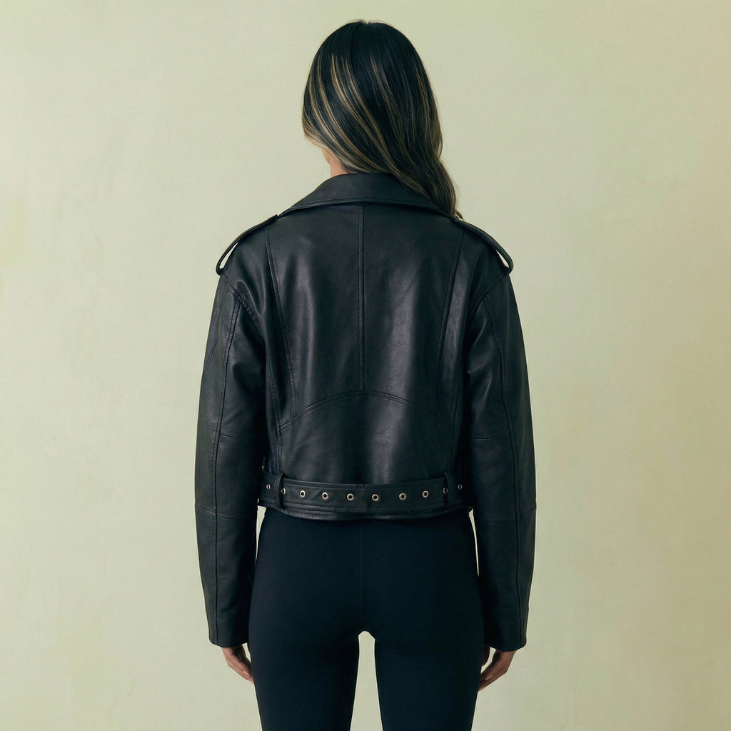 Sleek Black Faux Leather Jacket