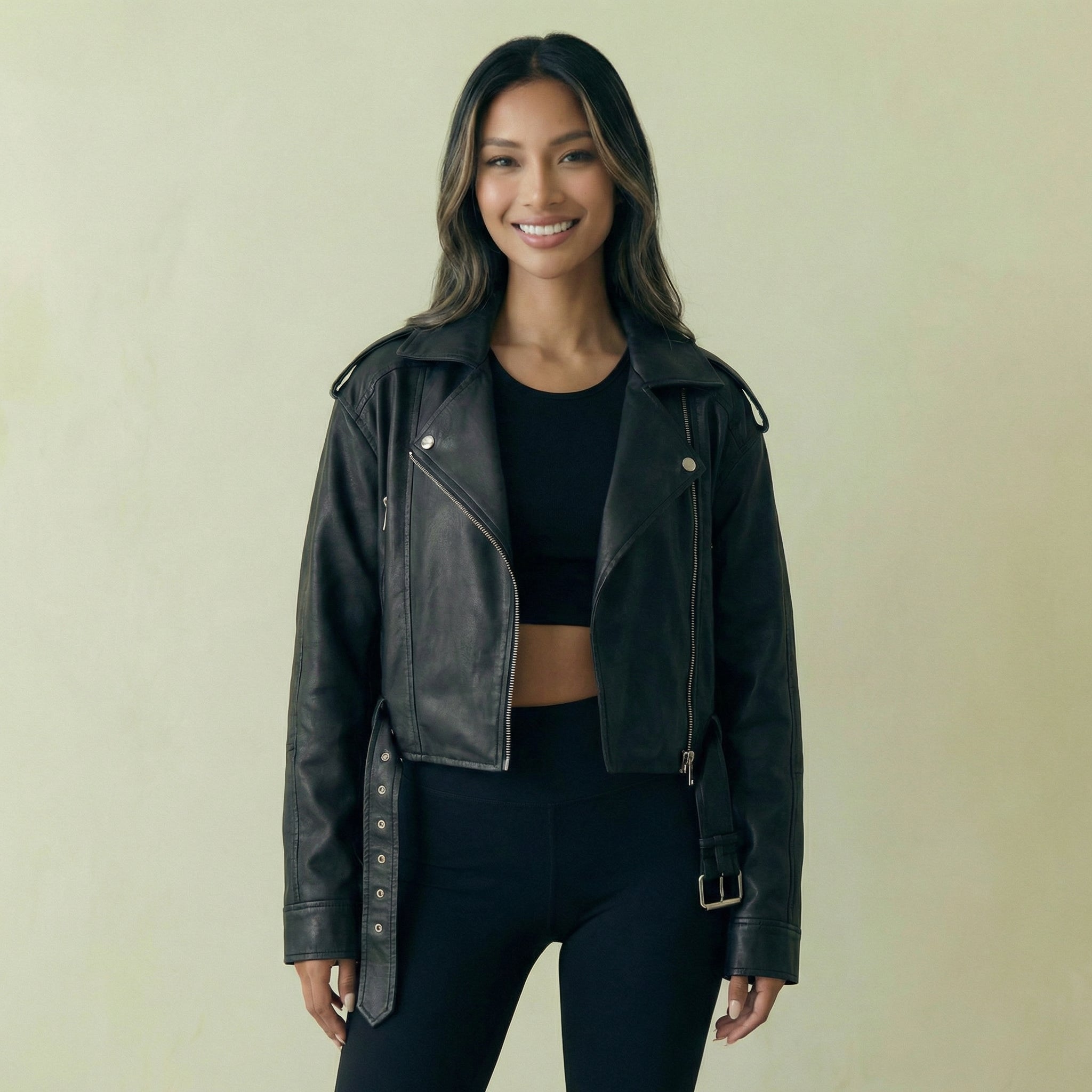 Sleek Black Faux Leather Jacket