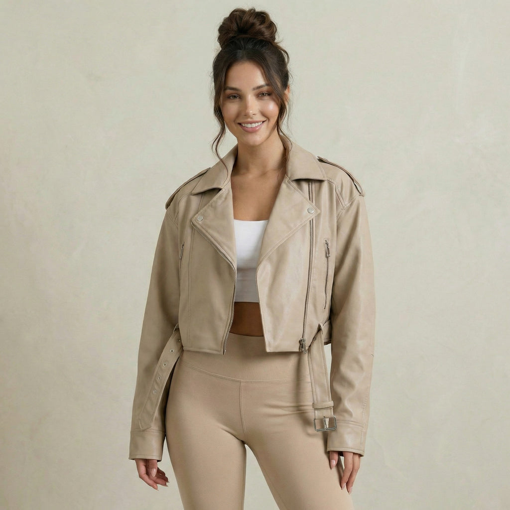 Soft Beige Bomber Jacket