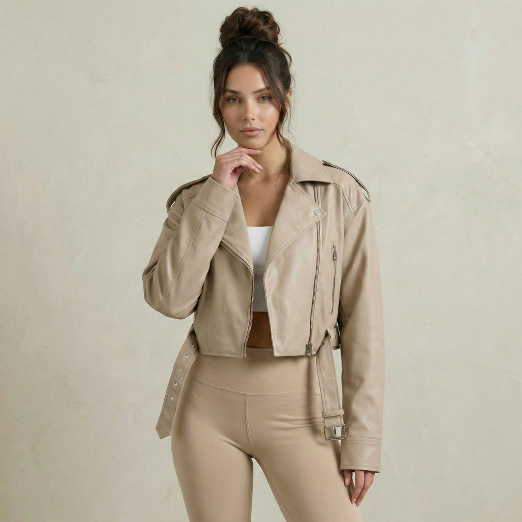 Soft Beige Bomber Jacket