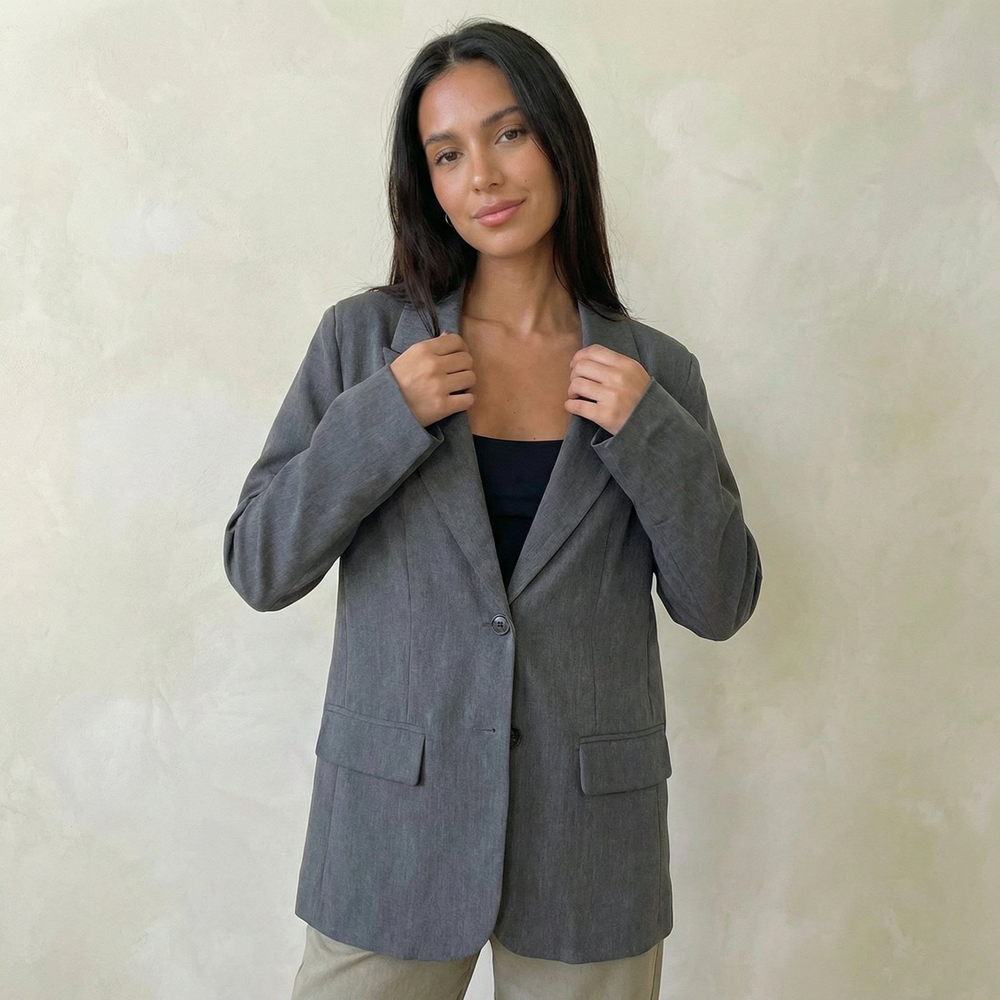 Grey Oversized Tailored Blazer