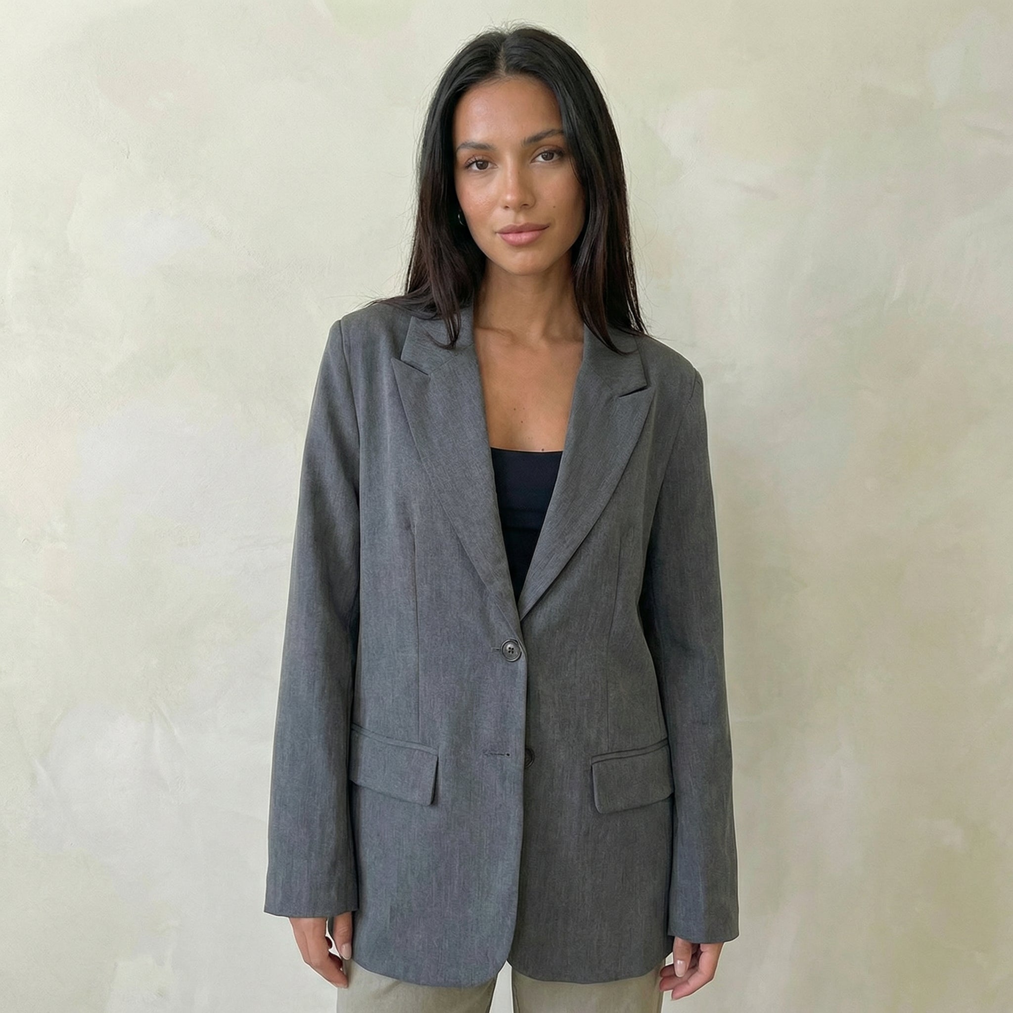 Grey Oversized Tailored Blazer