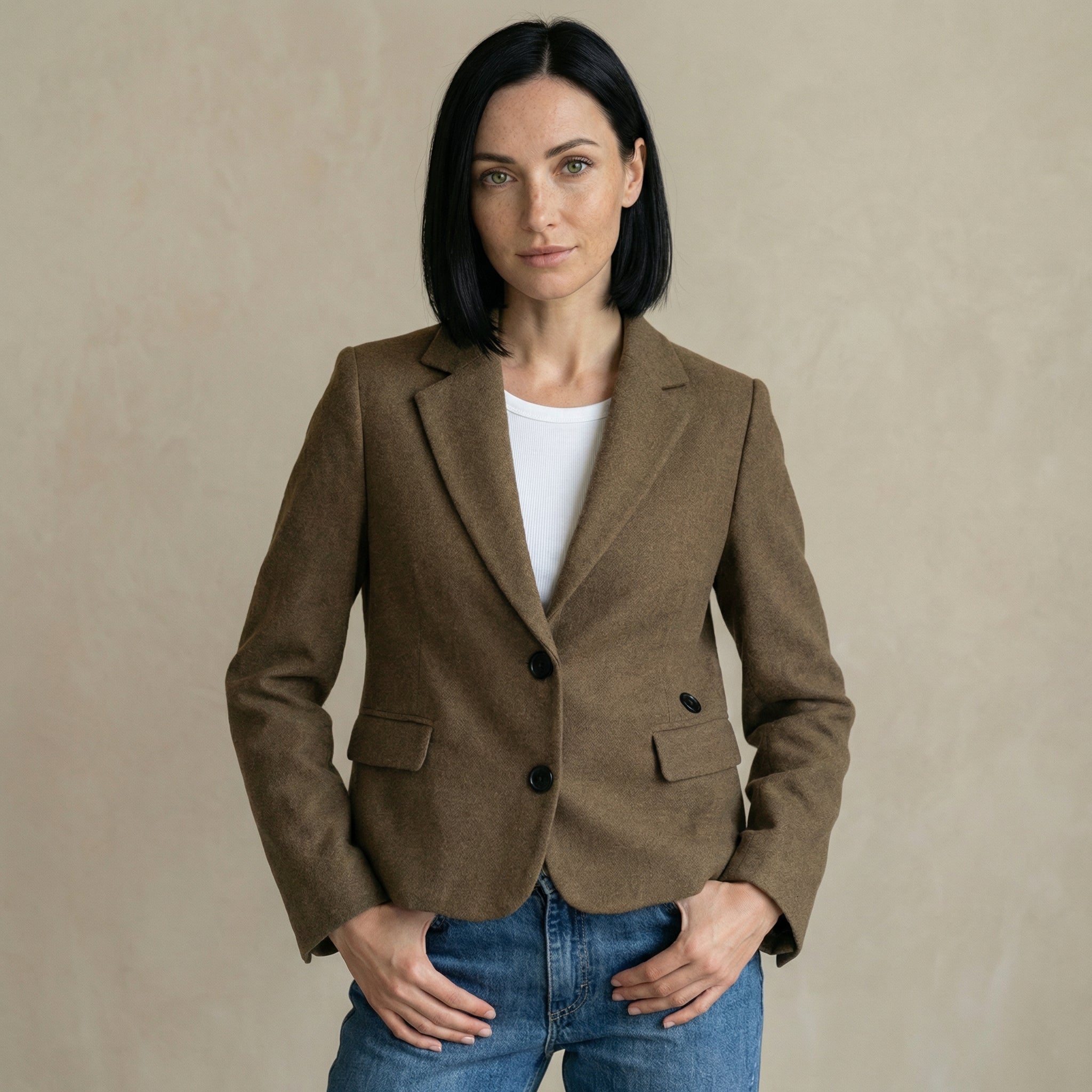 Khaki Cropped Blazer