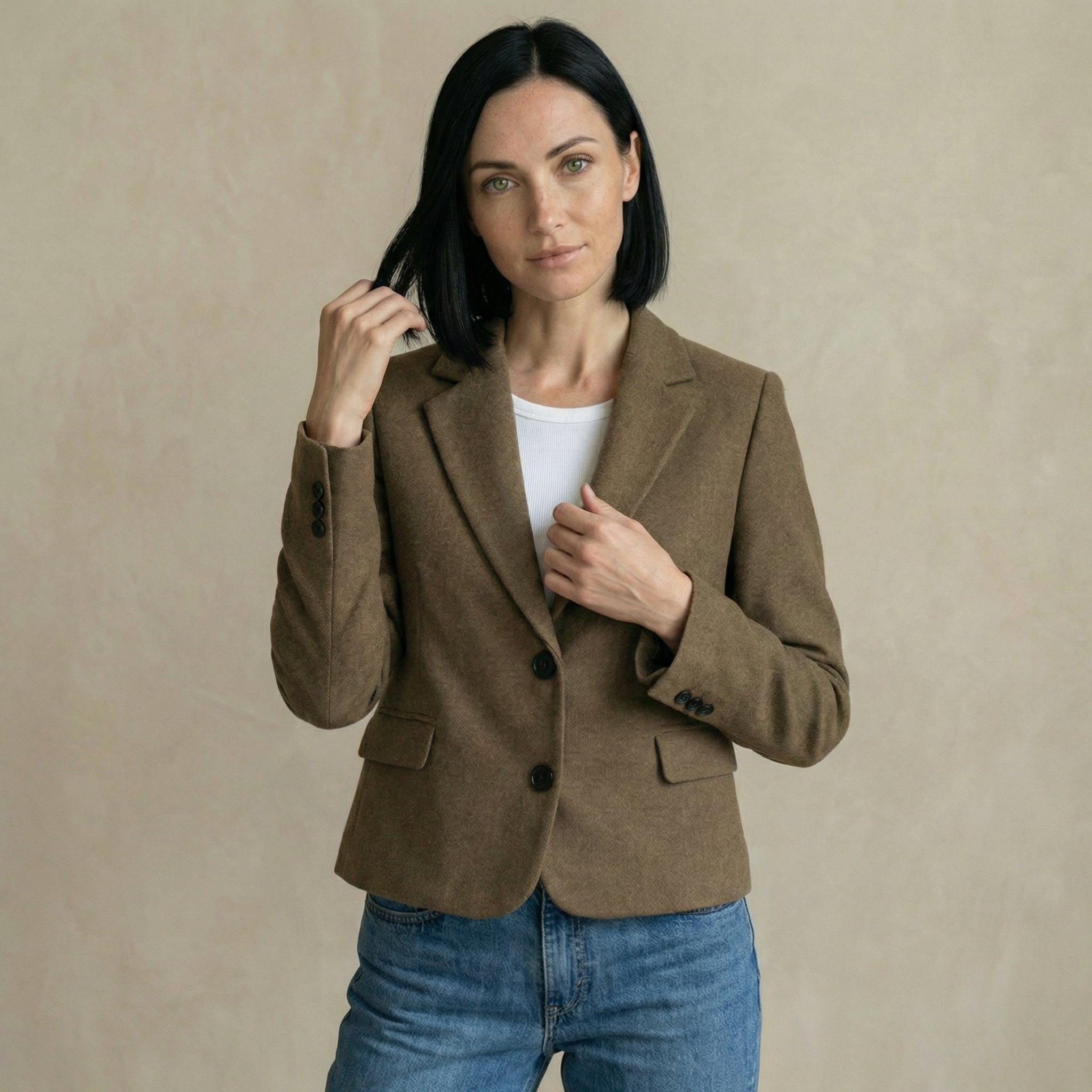 Khaki Cropped Blazer