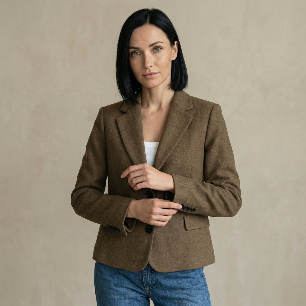 Khaki Cropped Blazer