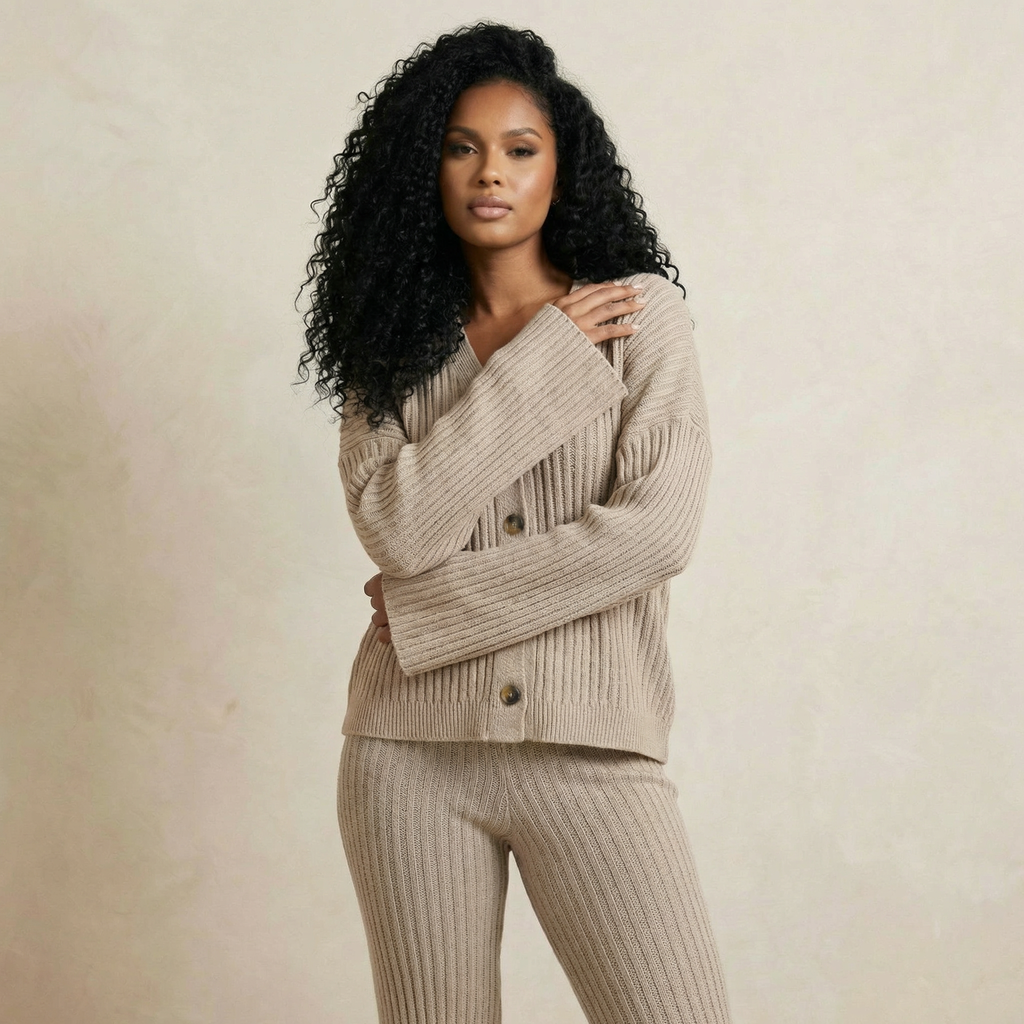 Elegant Beige Knit Trousers