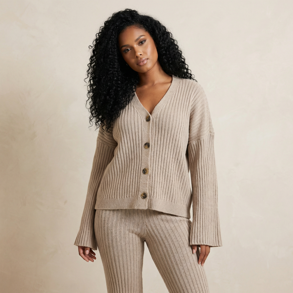 Elegant Beige Knit Trousers