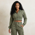 Khaki Cargo Jogger & Zipped Jacket Set