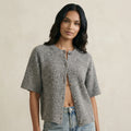 Short Sleeve Wool-Blend Cardigan