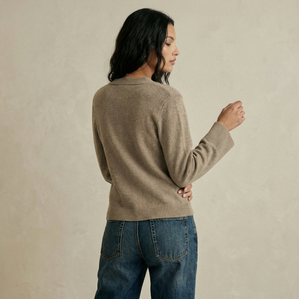 Elegant V-Neck Cardigan with Split Buttons