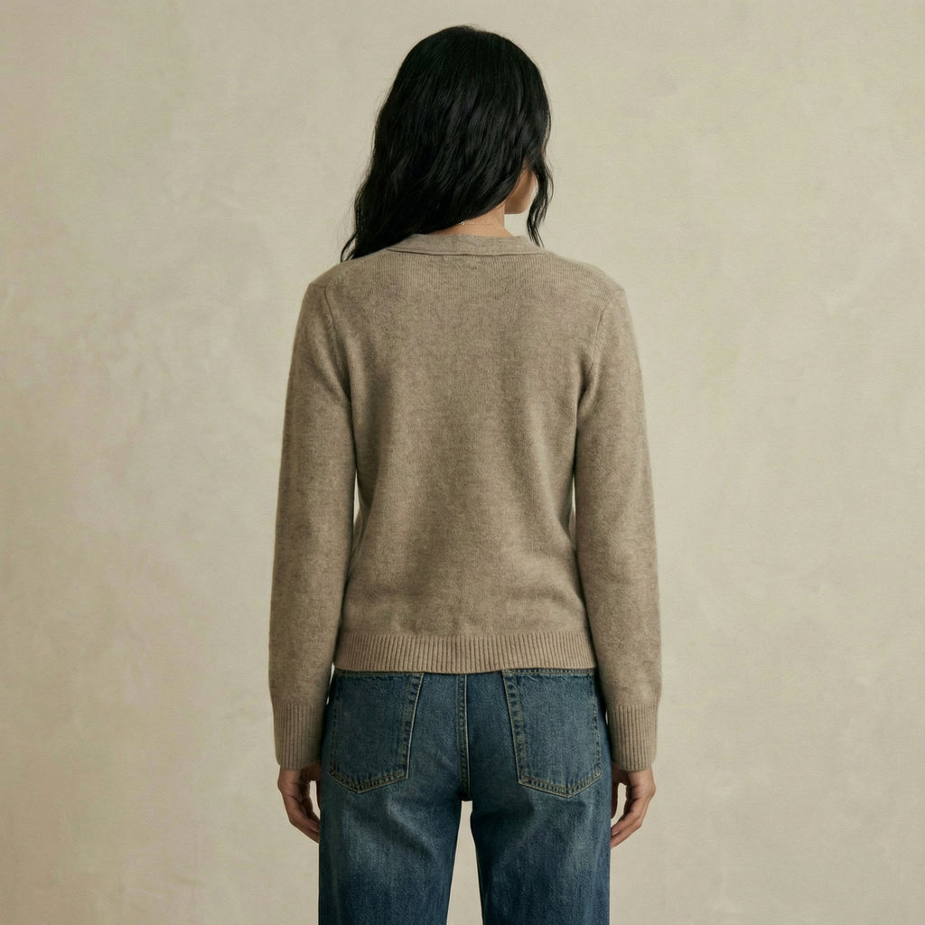 Elegant V-Neck Cardigan with Split Buttons
