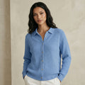Solid Waffle Knit Cardigan with Shirt Collar