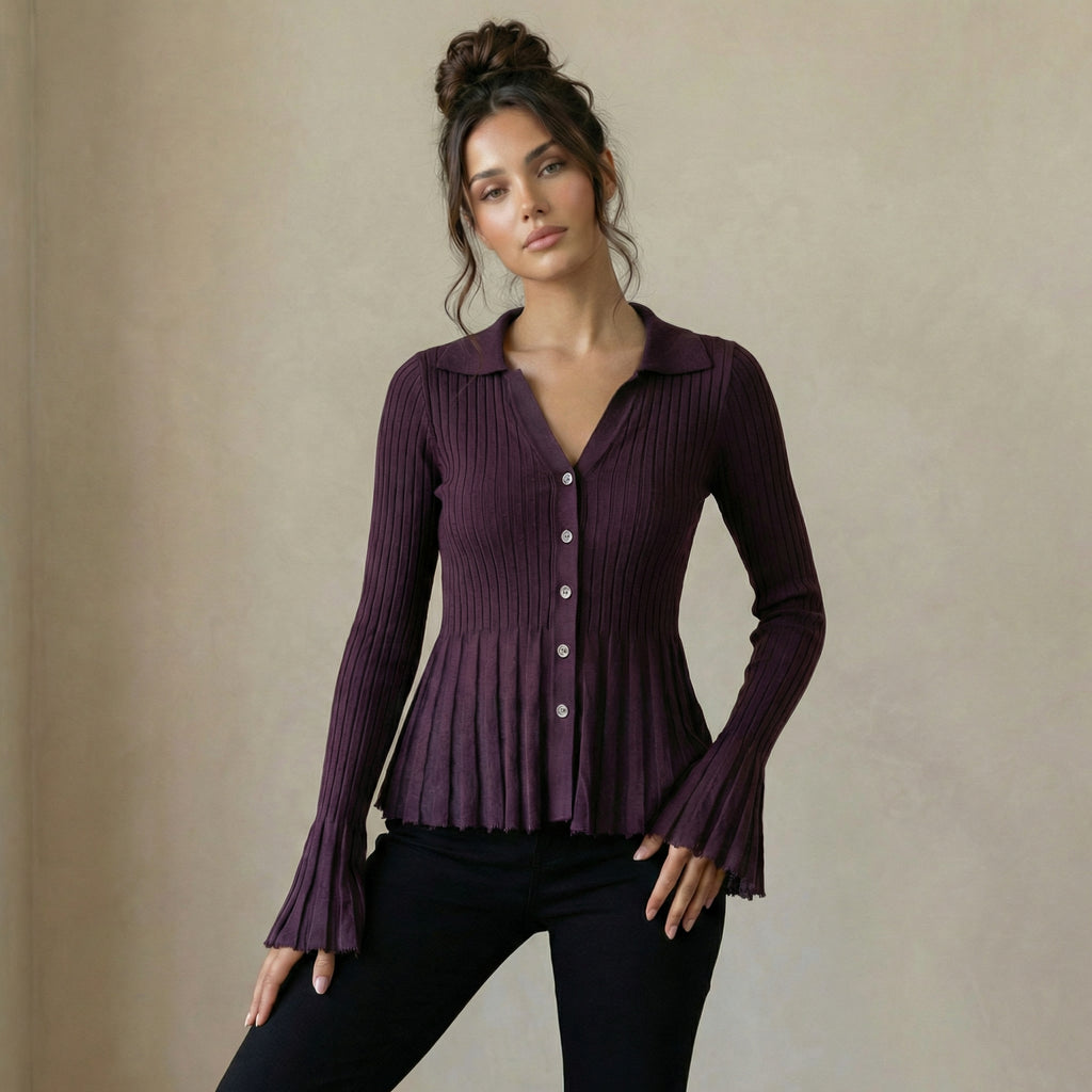 Ribbed Knit Cardigan with Buttons