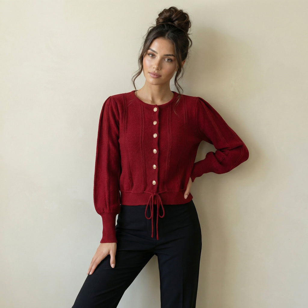 Lantern-Sleeve Cardigan
