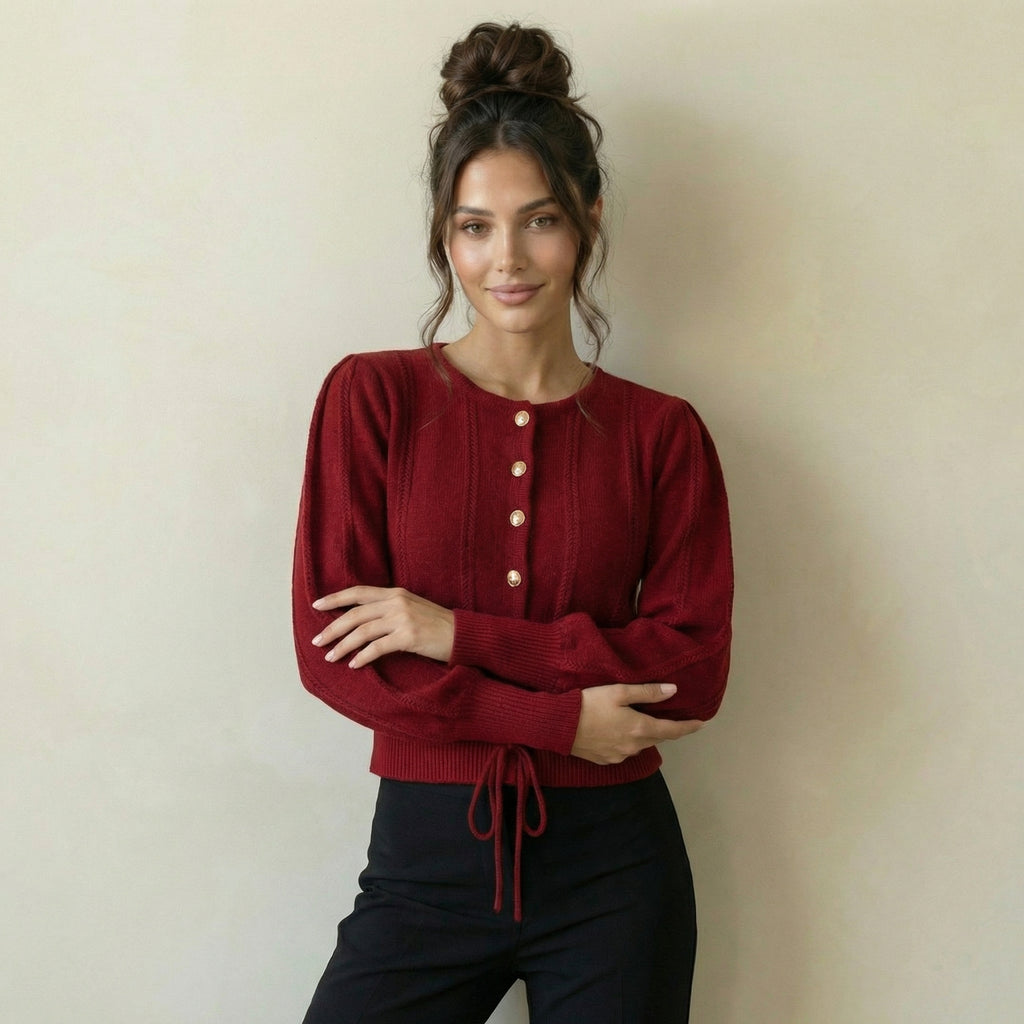 Lantern-Sleeve Cardigan