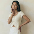 Beige U-Neck Statement Knit Cardigan