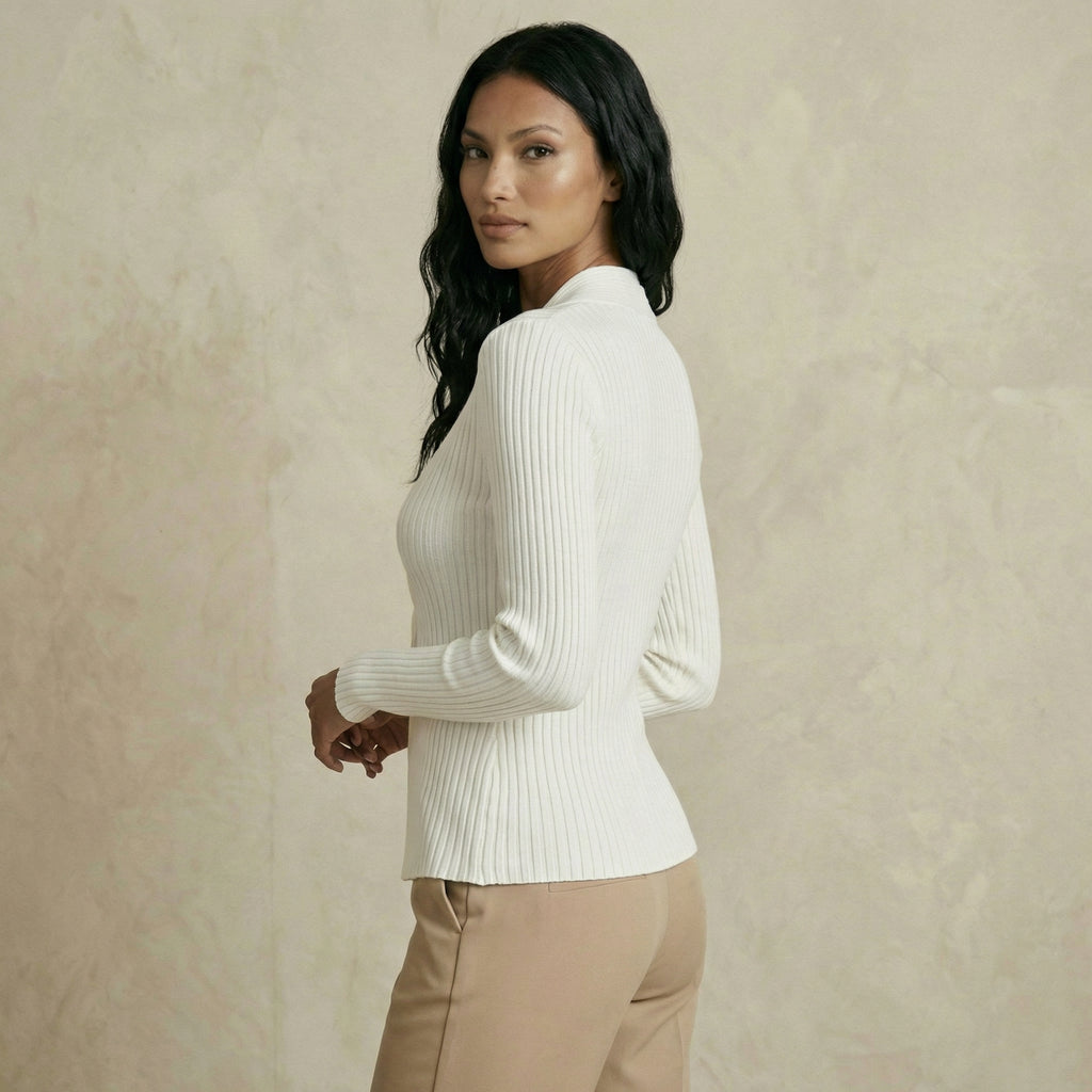 Plain White V-Neck Sweater