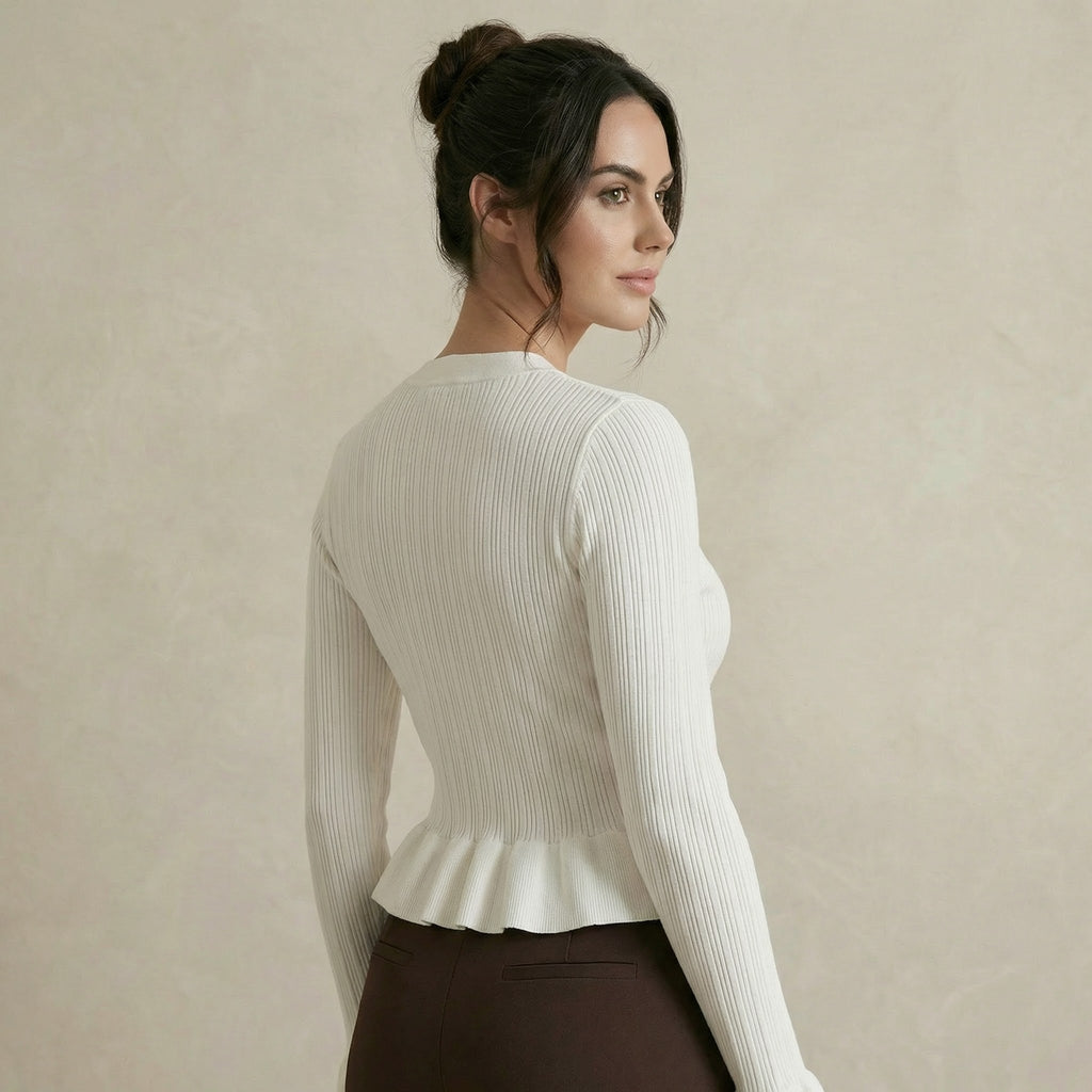 White Cardigan with Gold Buttons