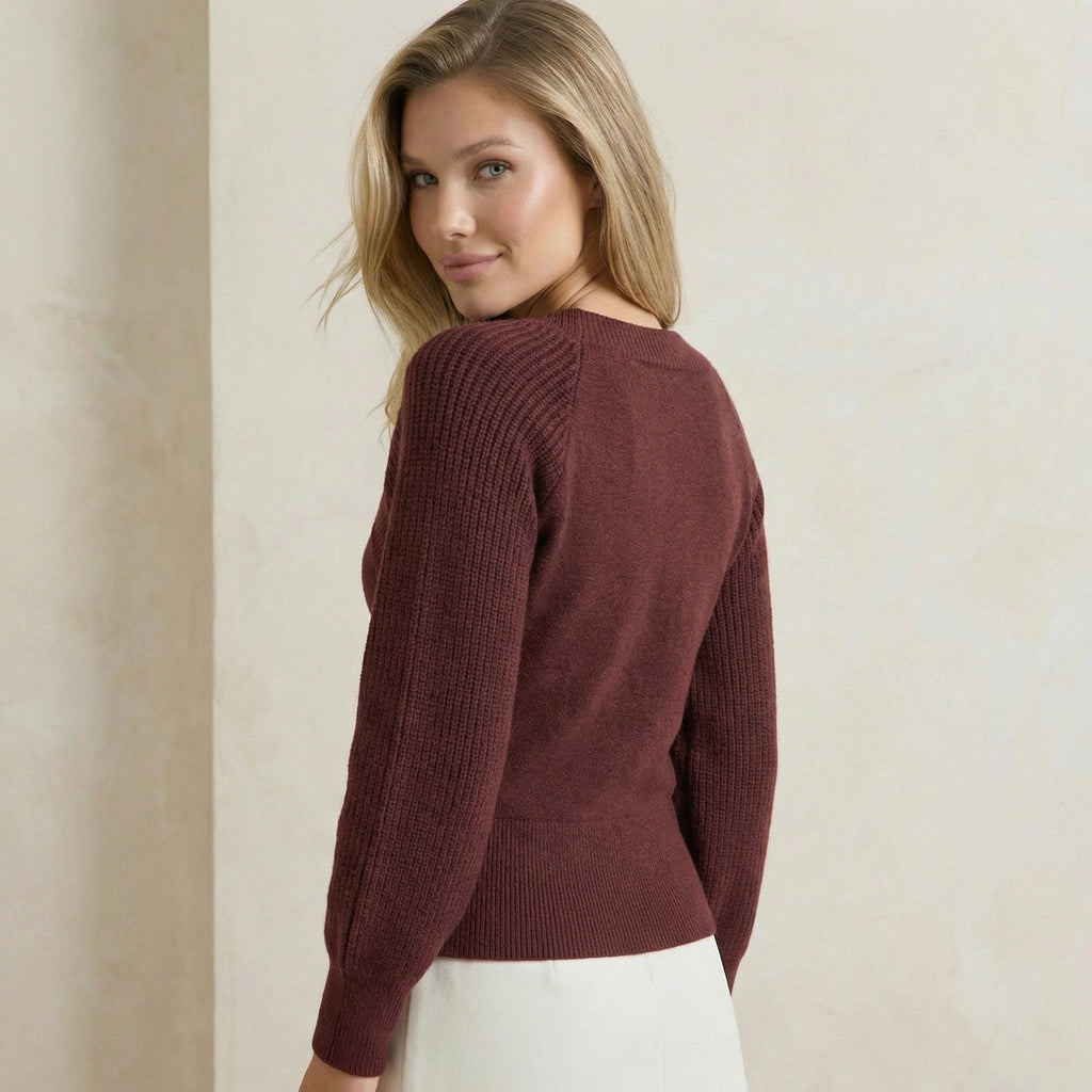Asymmetrical Sweater with Decorative Buttons