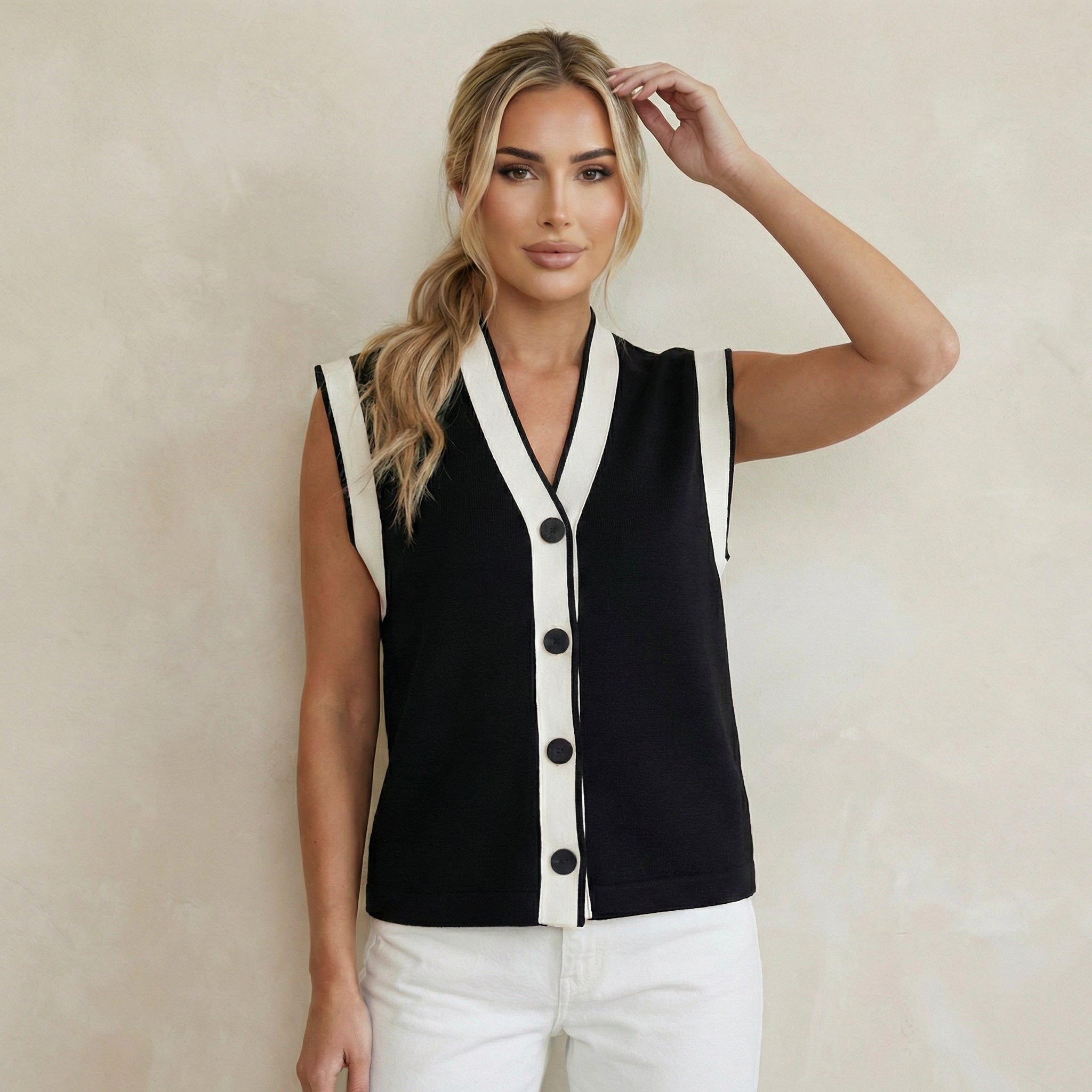 Contrast Border Sweater Vest