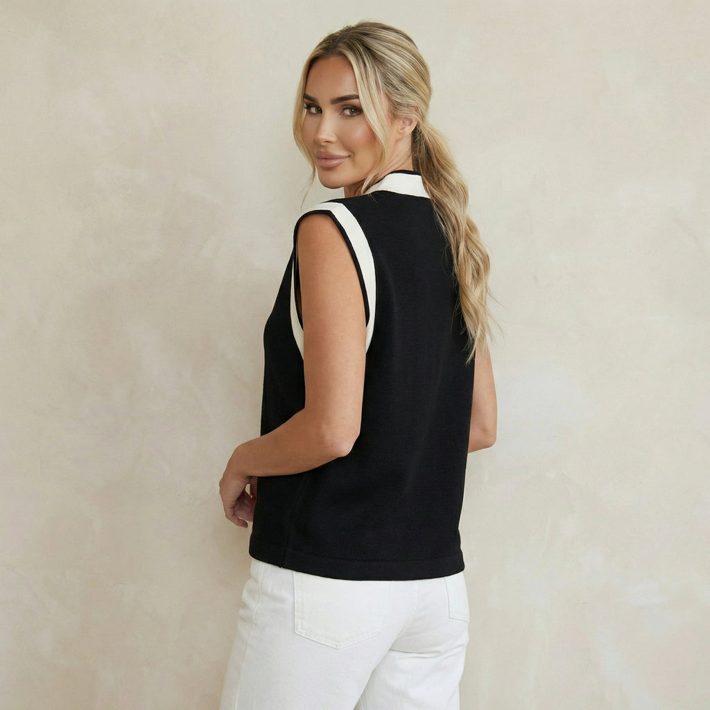Contrast Border Sweater Vest