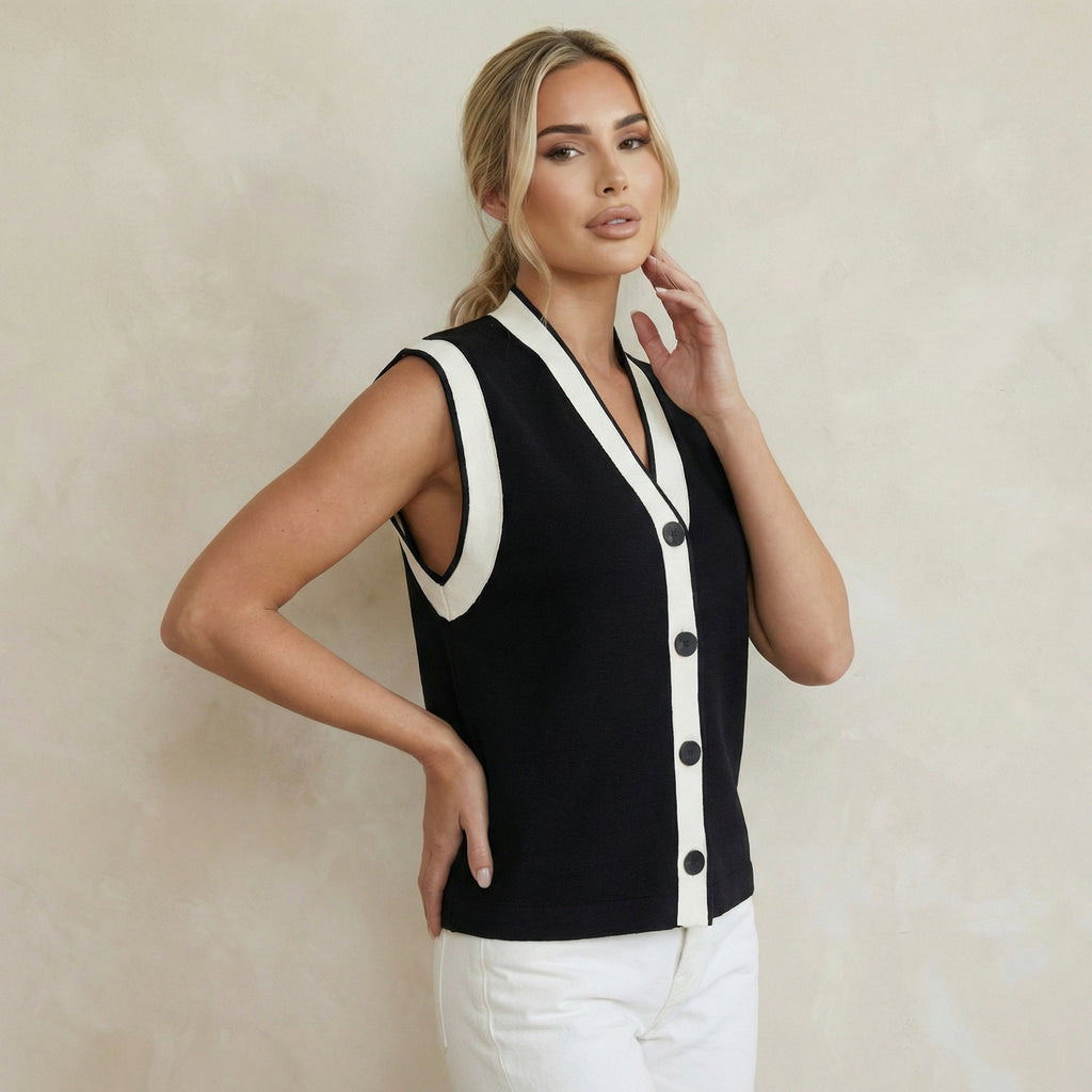 Contrast Border Sweater Vest